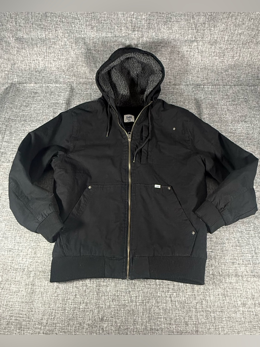 Lee Black Hooded Zip-Front Jacket